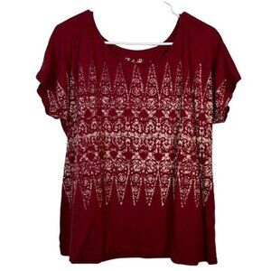 Lucky Brand Cherry Red White Short Sleeve Shirt Size XL EUC #5883